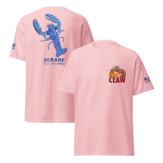 Blue Lobster on Pink Short Sleeve T-shirt