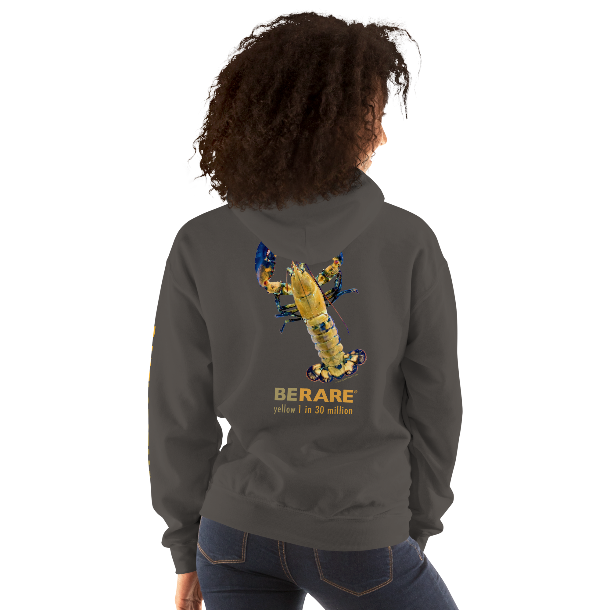 pink hoodie with yellow lobster