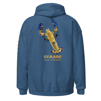 Yellow Lobster photo on Indigo Blue Hoodie