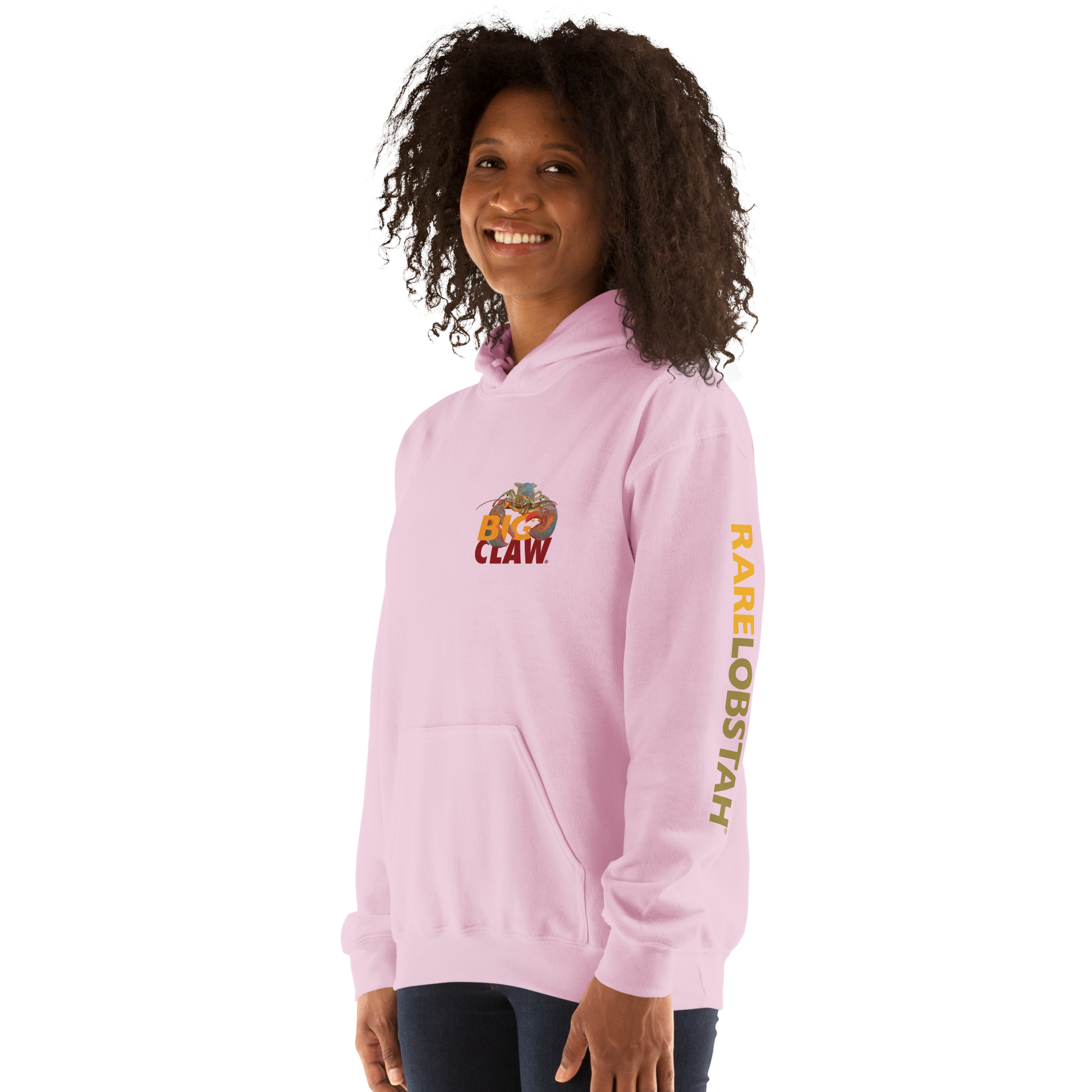 light pink hoodie with yellow lobster