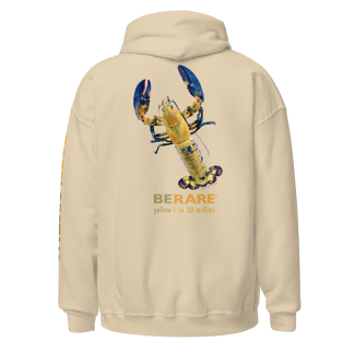sand hoodie with yellow lobster